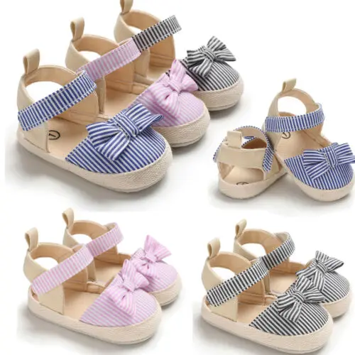 Hot Toddler Girl Crib Shoes Sandals Newborn Baby Bowknot Striped Shoes Soft Sole cloth Prewalker Sneakers Summer Sandals
Hot Toddler Girl Crib Shoes Sandals Newborn Baby Bowknot Striped Shoes Soft Sole cloth Prewalker Sneakers Summer Sandals