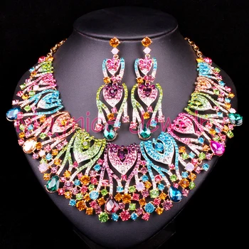 Luxury Peacock Bridal Jewelry Sets Wedding Statement Necklace & Earring for Brides Party costume Accessories Decoration Women
Luxury Peacock Bridal Jewelry Sets Wedding Statement Necklace & Earring for Brides Party costume Accessories Decoration Women