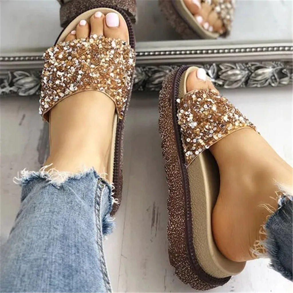 Sequins Low Heels Soft Bottom Slip On Slides Women Fashion Crystal Open Toe Beach Crystal Shoes Roman Style Slippers Sandals
Sequins Low Heels Soft Bottom Slip On Slides Women Fashion Crystal Open Toe Beach Crystal Shoes Roman Style Slippers Sandals