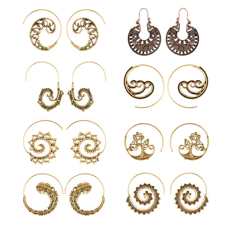 Crazy Feng Vintage Retro Flower Spiral Drop Earrings For Women Gold Color Circle Hollow Dangle Earring Party Jewelry
Crazy Feng Vintage Retro Flower Spiral Drop Earrings For Women Gold Color Circle Hollow Dangle Earring Party Jewelry