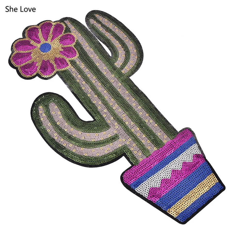She Love 33x17cm Big Plant Cactus Patch Embroidered Iron Sewing On Sequined Patches Applique For Clothes Custom Badge Decoration
She Love 33x17cm Big Plant Cactus Patch Embroidered Iron Sewing On Sequined Patches Applique For Clothes Custom Badge Decoration