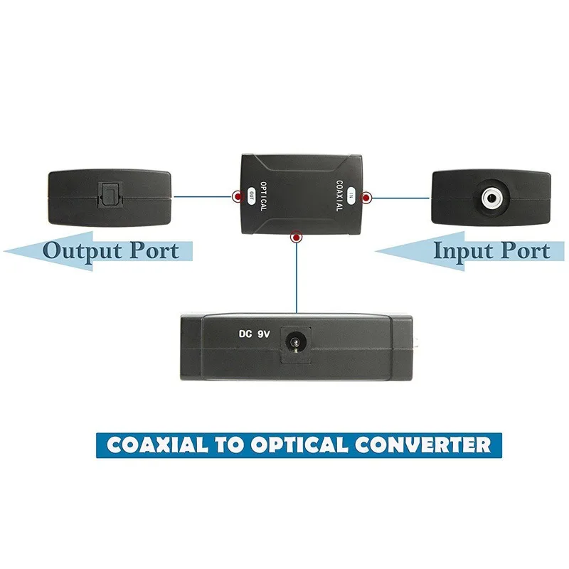 Coax Coaxial RCA to Optical Toslink SPDIF Digital Audio Signal Converter Adapter For DVD STB Recevier Cable
Coax Coaxial RCA to Optical Toslink SPDIF Digital Audio Signal Converter Adapter For DVD STB Recevier Cable