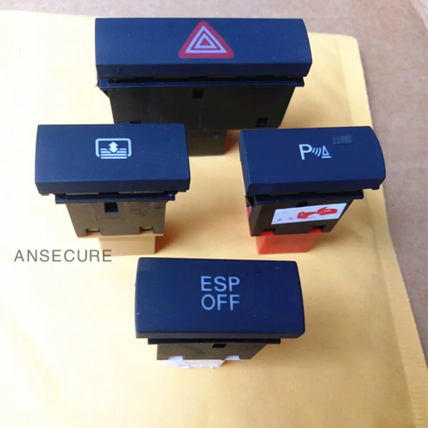 PDC Parking switch ESP Switch Hazard Light Warning Flash switch Rear Sunshade Roller Button Switch for Audi A6 S6 C6
PDC Parking switch ESP Switch Hazard Light Warning Flash switch Rear Sunshade Roller Button Switch for Audi A6 S6 C6