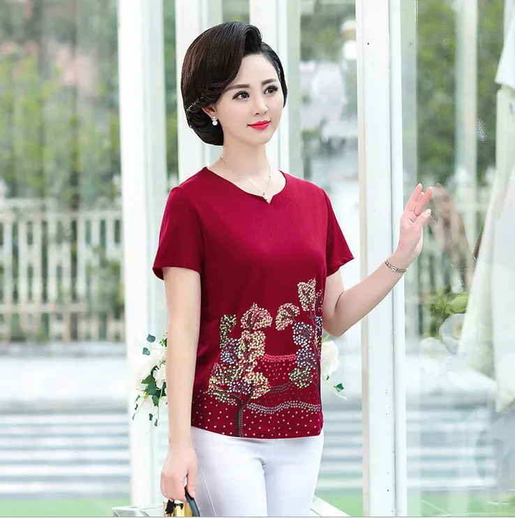 casual t shirt middle age women printed short sleeve summer new middle age mother plus size loose top bottoming shirt pullover
casual t shirt middle age women printed short sleeve summer new middle age mother plus size loose top bottoming shirt pullover