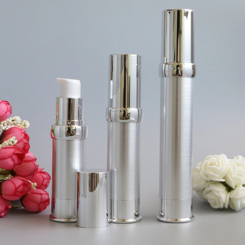 Luxury Metal Silver Mini Portable Vacuum Airless Travel bottles 15ml 20ml 30ml Liquid Makeup Empty Packaging Containers 10pcs
Luxury Metal Silver Mini Portable Vacuum Airless Travel bottles 15ml 20ml 30ml Liquid Makeup Empty Packaging Containers 10pcs