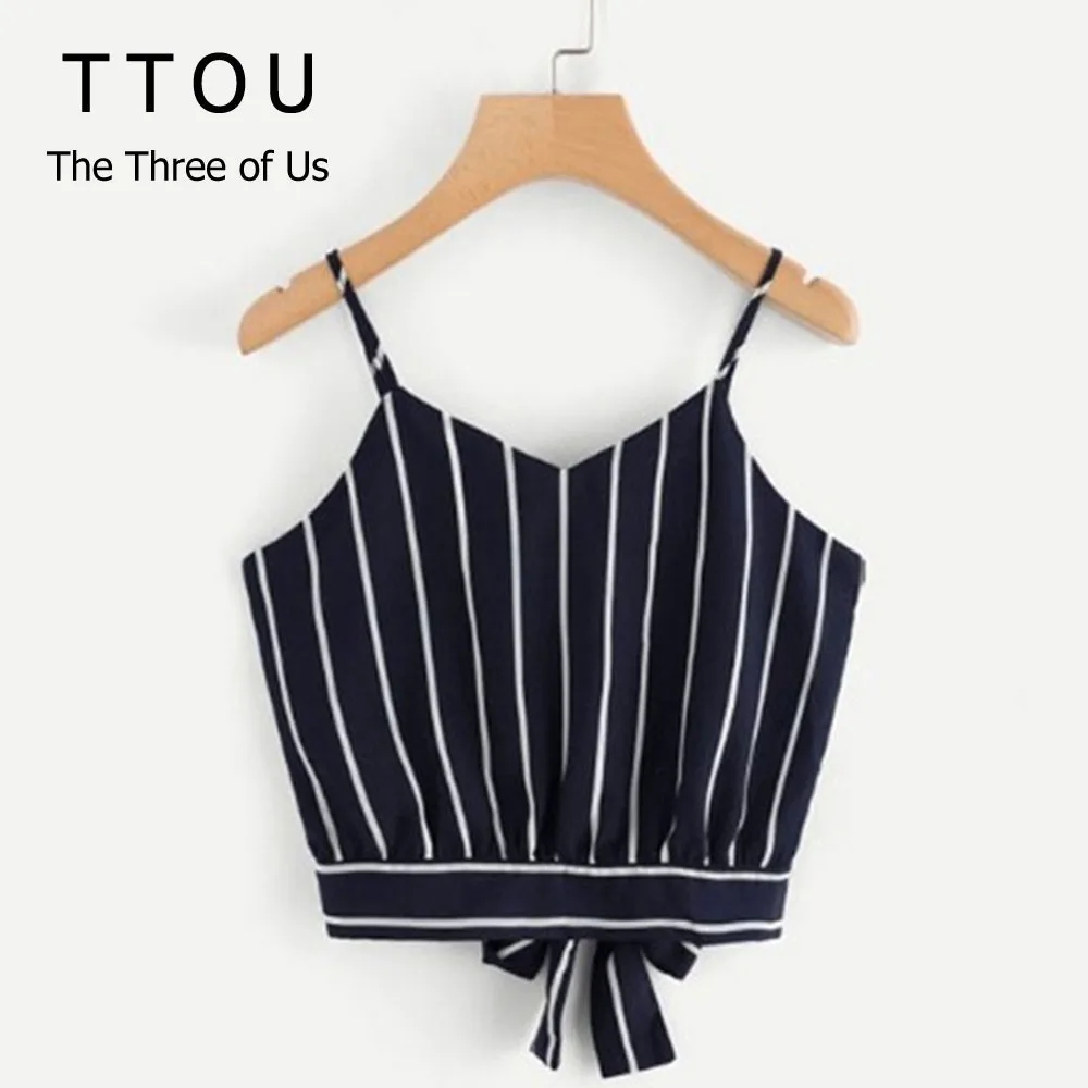 TTOU Sexy Women Crop Tops Striped Tie Back Cami Casual Spaghetti Strap Bow Vest Knot Cropped Tank Tops Vest cropped feminino
TTOU Sexy Women Crop Tops Striped Tie Back Cami Casual Spaghetti Strap Bow Vest Knot Cropped Tank Tops Vest cropped feminino