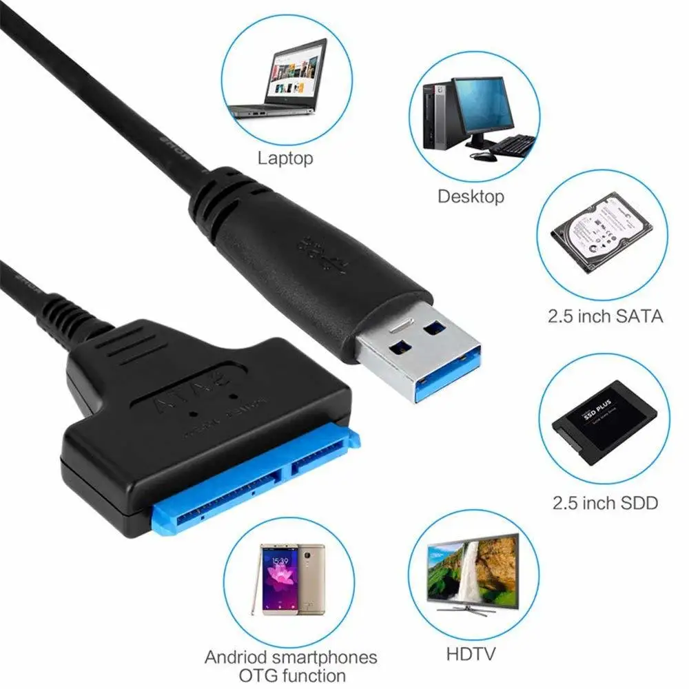 893 Sata to USB Adapter Up to 6 Gbps Support 2.5 Inches External SSD HDD Hard Drive 22 Pin Sata III Cable
893 Sata to USB Adapter Up to 6 Gbps Support 2.5 Inches External SSD HDD Hard Drive 22 Pin Sata III Cable