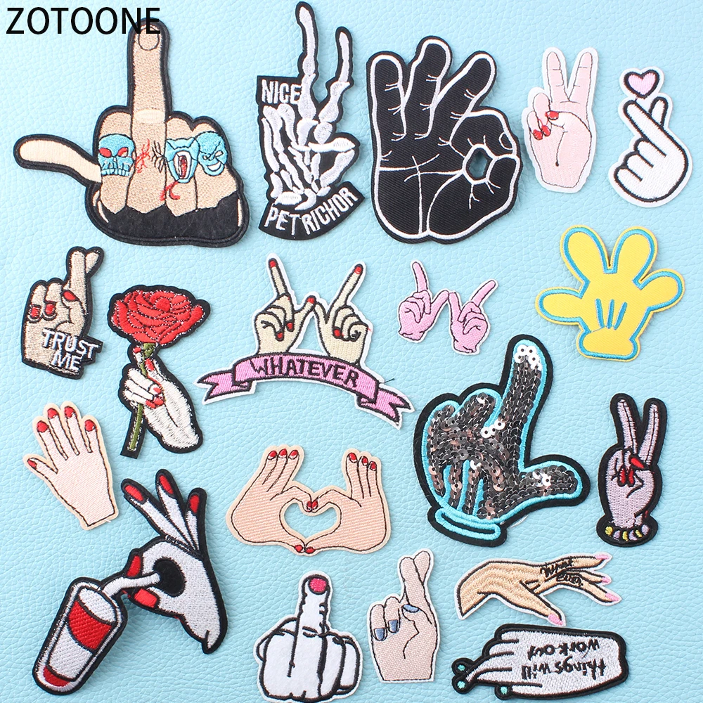 ZOTOONE Gesture Patches for Clothing Personality Embroidered Iron on Patches for Clothes Heart Badges Applications for Garment E
ZOTOONE Gesture Patches for Clothing Personality Embroidered Iron on Patches for Clothes Heart Badges Applications for Garment E