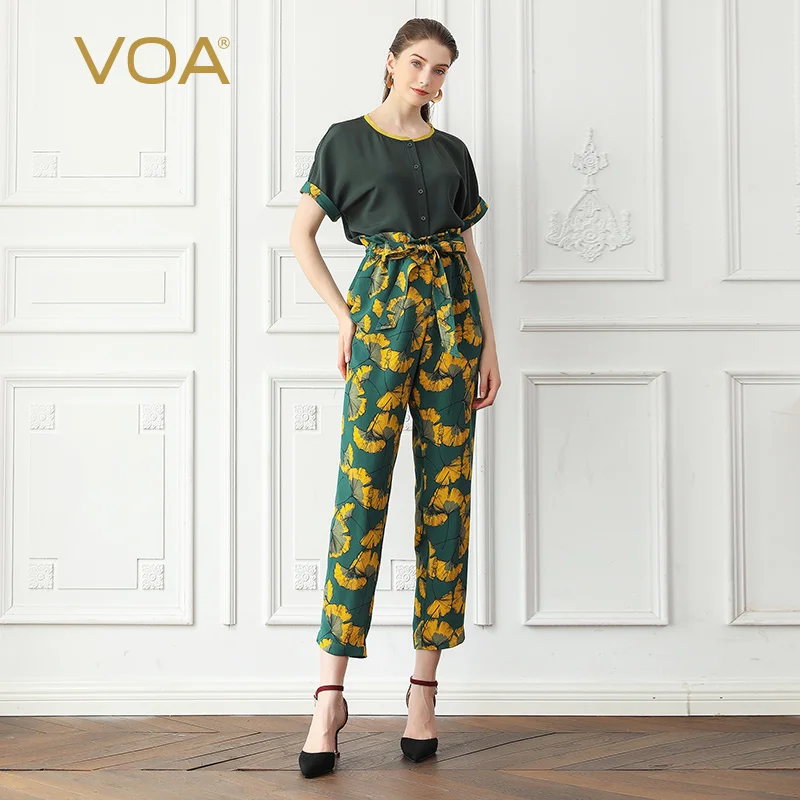 VOA Silk Jumpsuits Ladies Long Jumpsuit Ginkgo Leaf Print High Waist Bat Sleeve Autumn Casual Boho Belt Large Size Vintage K763
VOA Silk Jumpsuits Ladies Long Jumpsuit Ginkgo Leaf Print High Waist Bat Sleeve Autumn Casual Boho Belt Large Size Vintage K763