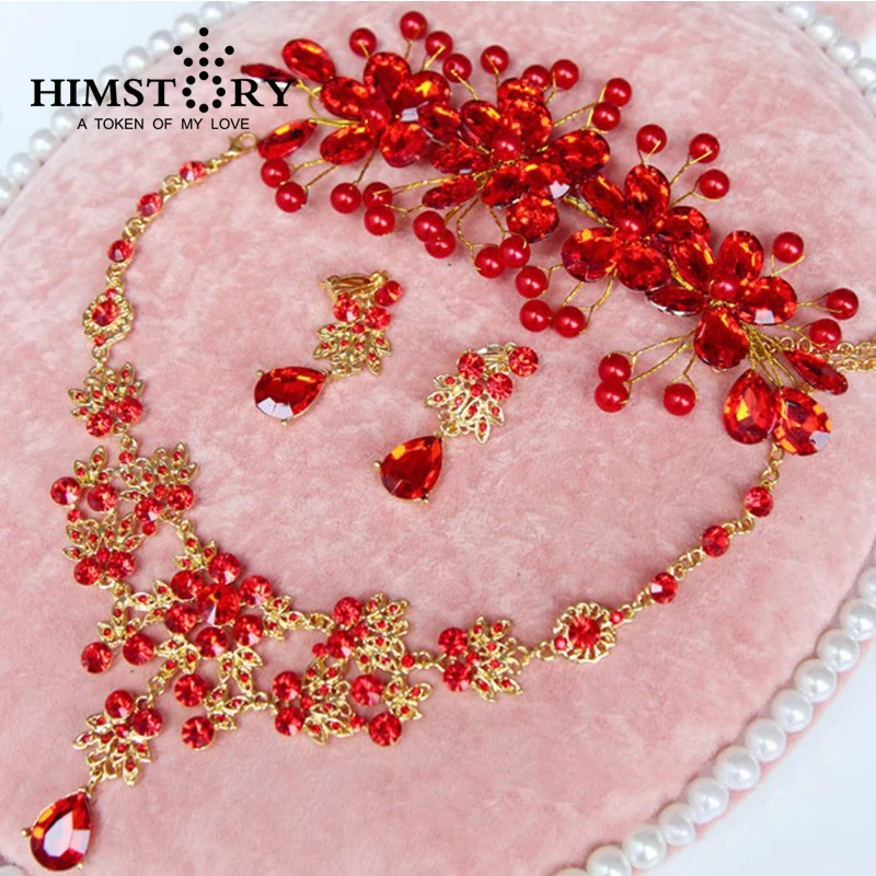 HIMSTORY Promotional Red Flower Rhinestone Crystal Chunky Wedding Bridal Prom Jewelry Set Necklace Earring Tiara Jewelry Set
HIMSTORY Promotional Red Flower Rhinestone Crystal Chunky Wedding Bridal Prom Jewelry Set Necklace Earring Tiara Jewelry Set