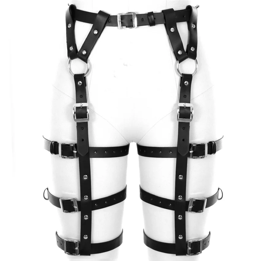 

Punk Harajuku Goth Pu Leather Harness Garter Belt Black Leg Ring Bondage Lingerie Stocking Suspenders Thigh Sexy Dance Underwear