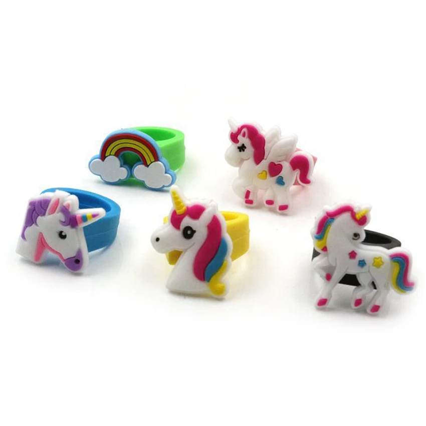 12Pcs Unicorn Party Rubber Bangle Key Chains Kids Favors Birthday Bracelet Baby Shower DIY Colorful horse Party Decor Supplies