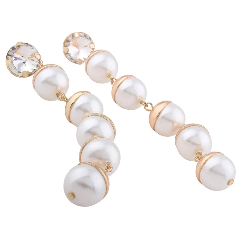 Simulated Pearl Beads Long Drop Earrings*