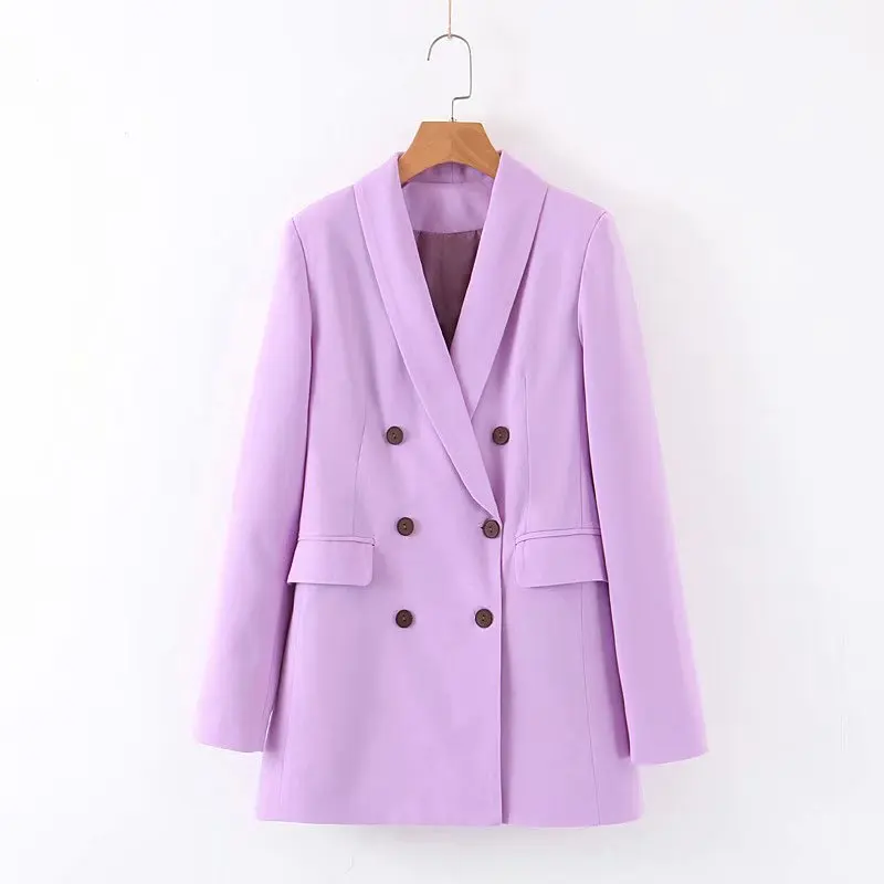 women chic Purple blazer pockets double breasted long sleeve office wear coat solid female suit casual outerwear tops
women chic Purple blazer pockets double breasted long sleeve office wear coat solid female suit casual outerwear tops
