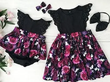 2pcs Toddelr Kid Baby Girl Sister Matching lace Floral petal sleeve o-neck Romper Dress Outfits +black bow headband Set A
2pcs Toddelr Kid Baby Girl Sister Matching lace Floral petal sleeve o-neck Romper Dress Outfits +black bow headband Set A