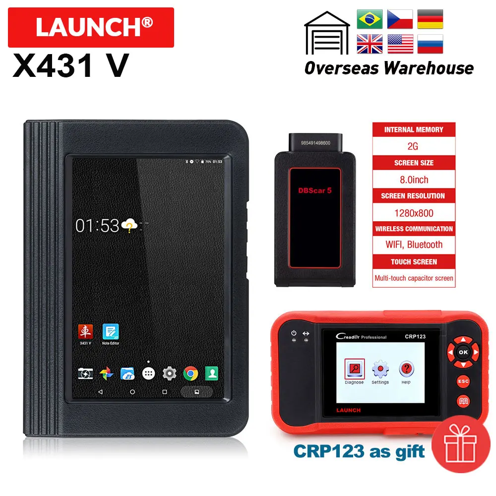 Launch X431 V 8inch WiFi/Bluetooth Full System OBD Diagnostic Tool 2 years free update support injector&Key coding
Launch X431 V 8inch WiFi/Bluetooth Full System OBD Diagnostic Tool 2 years free update support injector&Key coding