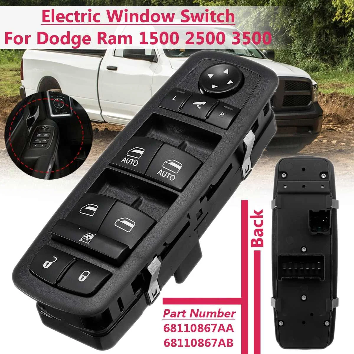 Car Front Left Window Switch Control Pannel For Dodge Ram 1500 2500 3500 2015 2016 E12445901CP #68110867AB Accessories
Car Front Left Window Switch Control Pannel For Dodge Ram 1500 2500 3500 2015 2016 E12445901CP #68110867AB Accessories