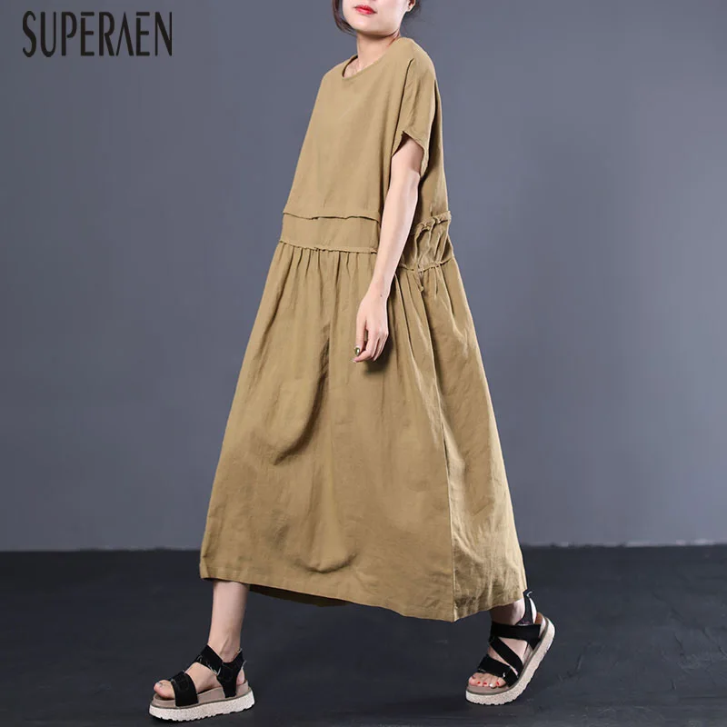 SuperAen Summer 2019 New Dress Female Korean Style Cotton Solid Color Women Dress Loose Pluz Size Casual Women Clothing
SuperAen Summer 2019 New Dress Female Korean Style Cotton Solid Color Women Dress Loose Pluz Size Casual Women Clothing