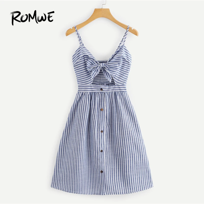ROMWE Cut Out Knot Button Front Striped Dress 2019 Summer Spaghetti Strap Shift Dress Fabulous Basic Women A Type Dress
ROMWE Cut Out Knot Button Front Striped Dress 2019 Summer Spaghetti Strap Shift Dress Fabulous Basic Women A Type Dress