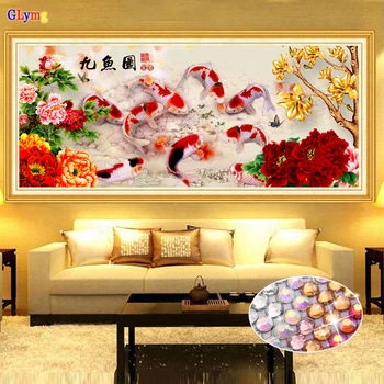 GLymg 5D Diy Diamond Painting Cross Stitch Nine Fish Picture Bright Rhinestone Crystal Drill Peony Diamond Embroidery Home Decor
GLymg 5D Diy Diamond Painting Cross Stitch Nine Fish Picture Bright Rhinestone Crystal Drill Peony Diamond Embroidery Home Decor