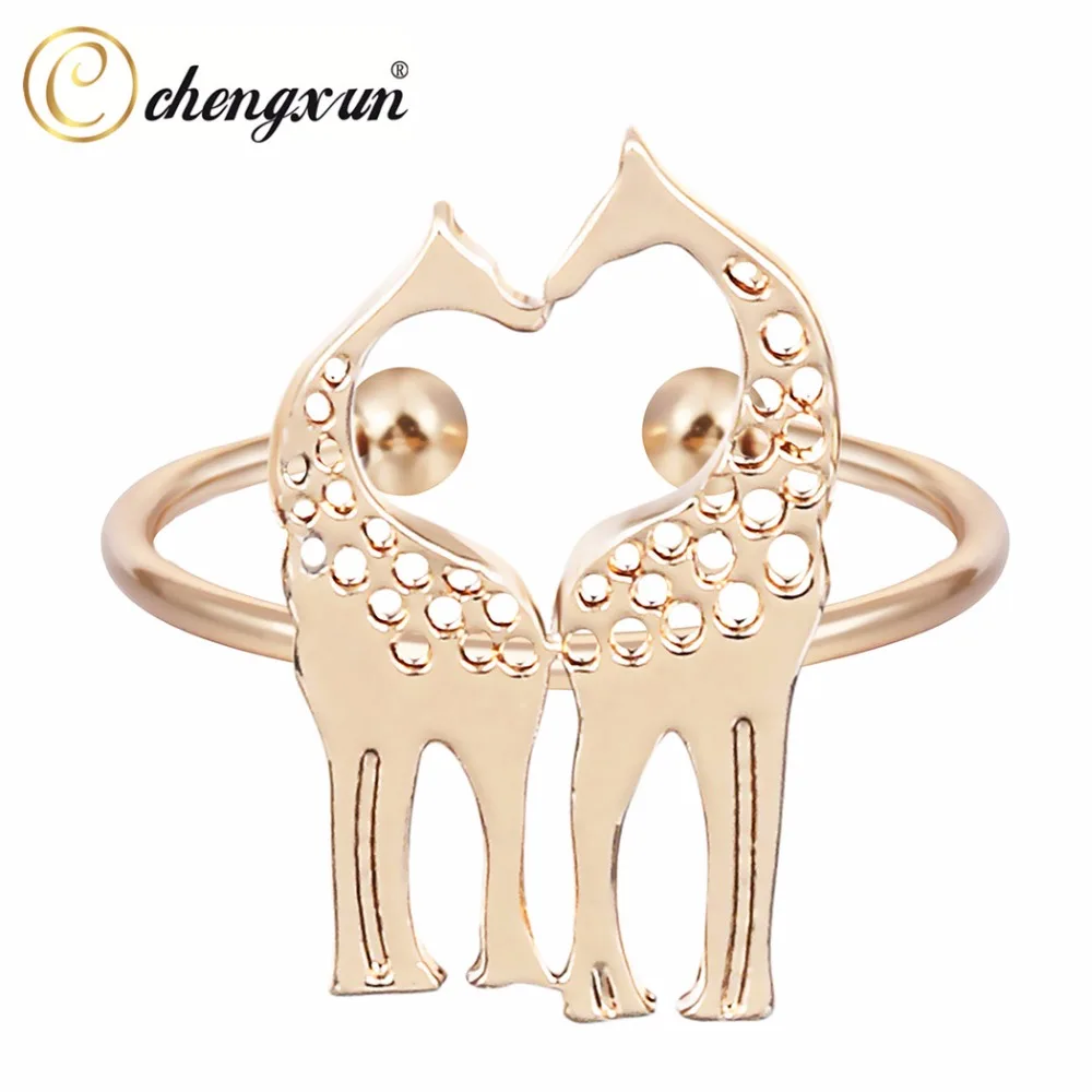 CHENGXUN Lovely Cute Animal Simple Finger Rings Double Giraffe Heart Hollow Wrap Rings Stackable Open Adjustable Lady Rings
CHENGXUN Lovely Cute Animal Simple Finger Rings Double Giraffe Heart Hollow Wrap Rings Stackable Open Adjustable Lady Rings