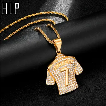 HIP Hop Iced Out Bling Rhinestone Gold Jersey Necklace 316L Stainless Steel Necklaces & Pendants For Men jewelry Dropshipping
HIP Hop Iced Out Bling Rhinestone Gold Jersey Necklace 316L Stainless Steel Necklaces & Pendants For Men jewelry Dropshipping