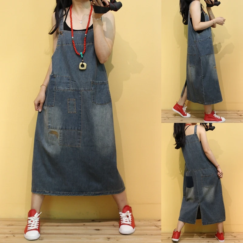Spring Autumn Women Casual All-match Loose Plus Size Vintage Pockets Patchwork Denim Spaghetti Strap A-line Dresses
Spring Autumn Women Casual All-match Loose Plus Size Vintage Pockets Patchwork Denim Spaghetti Strap A-line Dresses