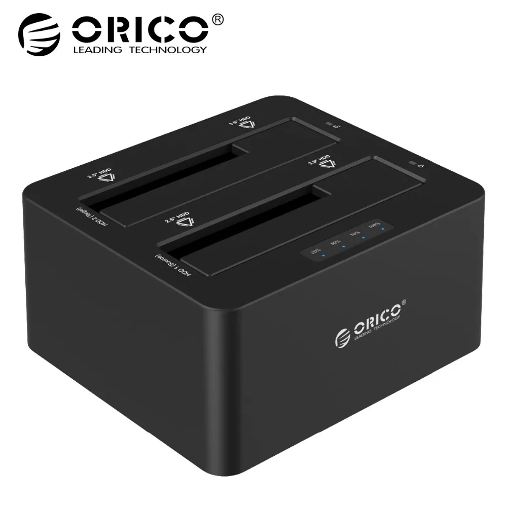 

ORICO 6629US3-C 2 Bay SATA to USB3.0 External Hard Drive Docking Station for 2.5/3.5HDD with Duplicator/Clone Function-Black