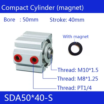 SDA50*40-S 50mm Bore 40mm Stroke Compact Air Cylinders SDA50X40-S Dual Action Air Pneumatic Cylinder
SDA50*40-S 50mm Bore 40mm Stroke Compact Air Cylinders SDA50X40-S Dual Action Air Pneumatic Cylinder