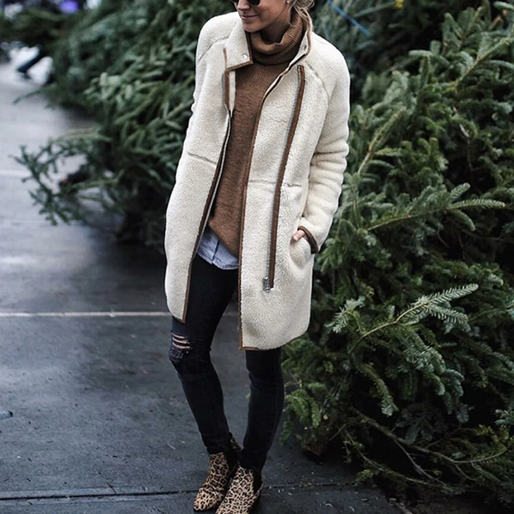 Fluffy Faux Fur Teddy Coat Women Cardigan Autumn Winter Fleece Warm Zipper Long Jacket Fashion Stand Collar Female Overcoat
Fluffy Faux Fur Teddy Coat Women Cardigan Autumn Winter Fleece Warm Zipper Long Jacket Fashion Stand Collar Female Overcoat