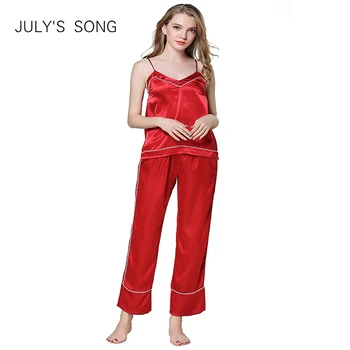 JULY'S SONG Women Sleepwear Faux Silk Sling Trousers Two-Piece Home V-neck Casual Pajama Set Spring and Summer Fashion Homewear
JULY'S SONG Women Sleepwear Faux Silk Sling Trousers Two-Piece Home V-neck Casual Pajama Set Spring and Summer Fashion Homewear
