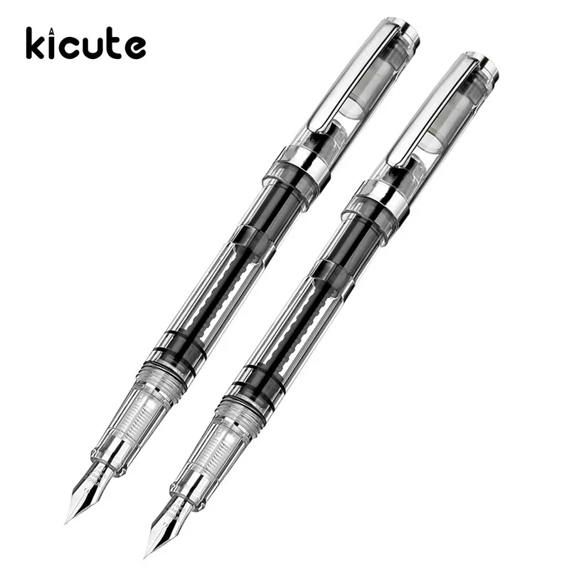 Kicute 1pcs Piston Type Transparent Silver Clip Fountain Pen 0.38/0.5mm Fine Softer Nib Business Office Supplies Stationery
Kicute 1pcs Piston Type Transparent Silver Clip Fountain Pen 0.38/0.5mm Fine Softer Nib Business Office Supplies Stationery