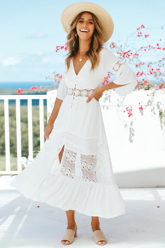 cheap white beach dress