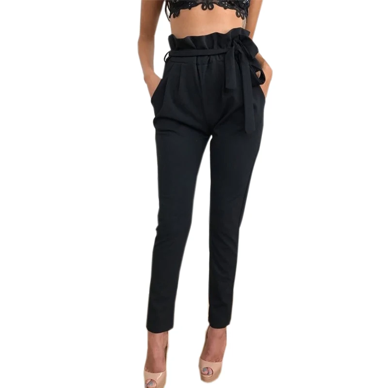 Bow Tie up Sash Harem Pants Women Streetwear High Waist Ruffles Pencil Casual pants 2018 Autumn Solid White Elastic Trousers
Bow Tie up Sash Harem Pants Women Streetwear High Waist Ruffles Pencil Casual pants 2018 Autumn Solid White Elastic Trousers
