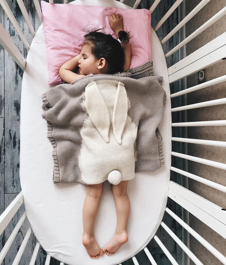Фото LGREL Baby Blanket 108cmX73cm Newborn Knitted Cubist Cartoon Rabbit Swaddle Warm Soft Infant Wrap Bedding |