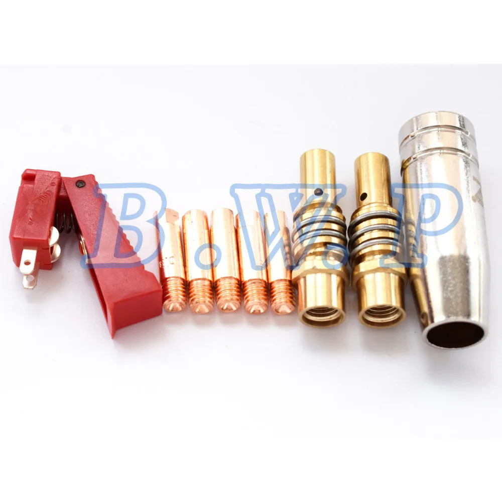 9Pcs 15AK MIG Torch Consumables Kit Micro Switch Contact tips M6*25*0.8mm Holders Shield Nozzle
9Pcs 15AK MIG Torch Consumables Kit Micro Switch Contact tips M6*25*0.8mm Holders Shield Nozzle