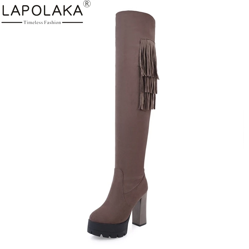 LAPOLAKA 2017 Large Size 34-43 Sexy Fringe Slip On Knee High Boots Fashion Platform High Heels Shoes Women Black Gary
LAPOLAKA 2017 Large Size 34-43 Sexy Fringe Slip On Knee High Boots Fashion Platform High Heels Shoes Women Black Gary