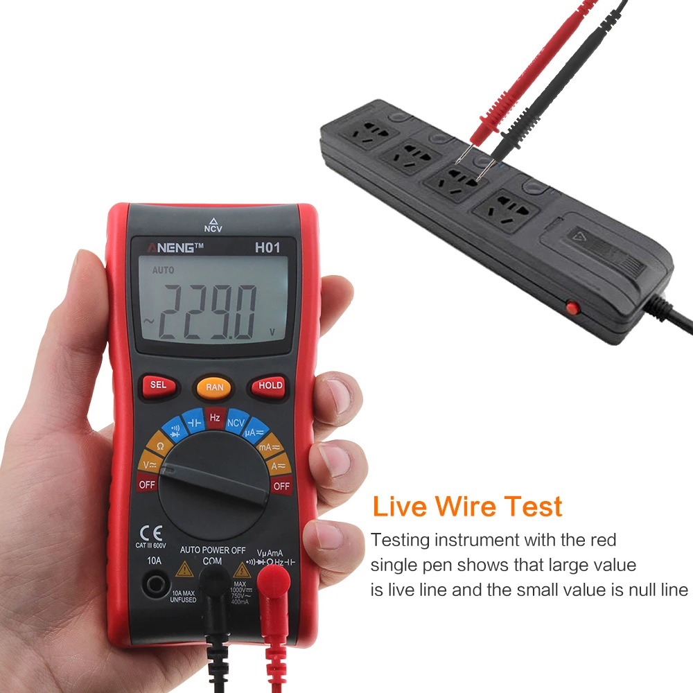 ANENG H01 4000Counts Auto Range Digital Multimeter Backlighting AC / DC Ammeter Voltmeter Ohm LCD Wire Testing with Manual
ANENG H01 4000Counts Auto Range Digital Multimeter Backlighting AC / DC Ammeter Voltmeter Ohm LCD Wire Testing with Manual