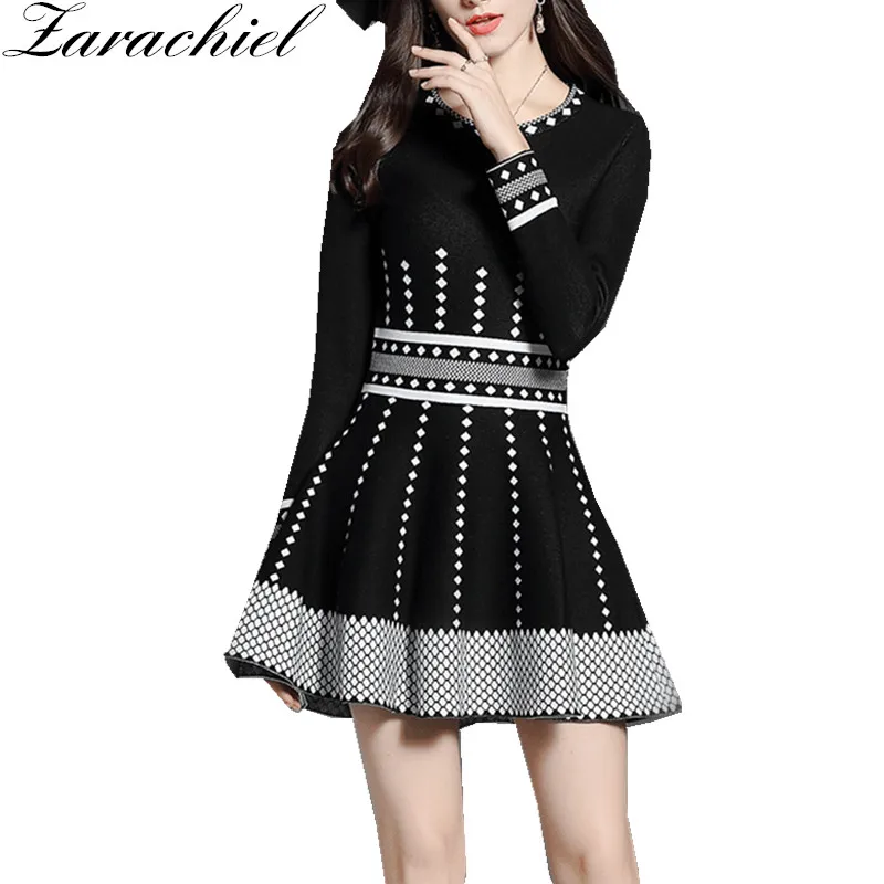Zarachiel 2019 Autumn Winter Sexy Long-Sleeve Striped Pattern Fit and Flare Dress Women Elegant Slim Knit Dress Party Vestidos
Zarachiel 2019 Autumn Winter Sexy Long-Sleeve Striped Pattern Fit and Flare Dress Women Elegant Slim Knit Dress Party Vestidos