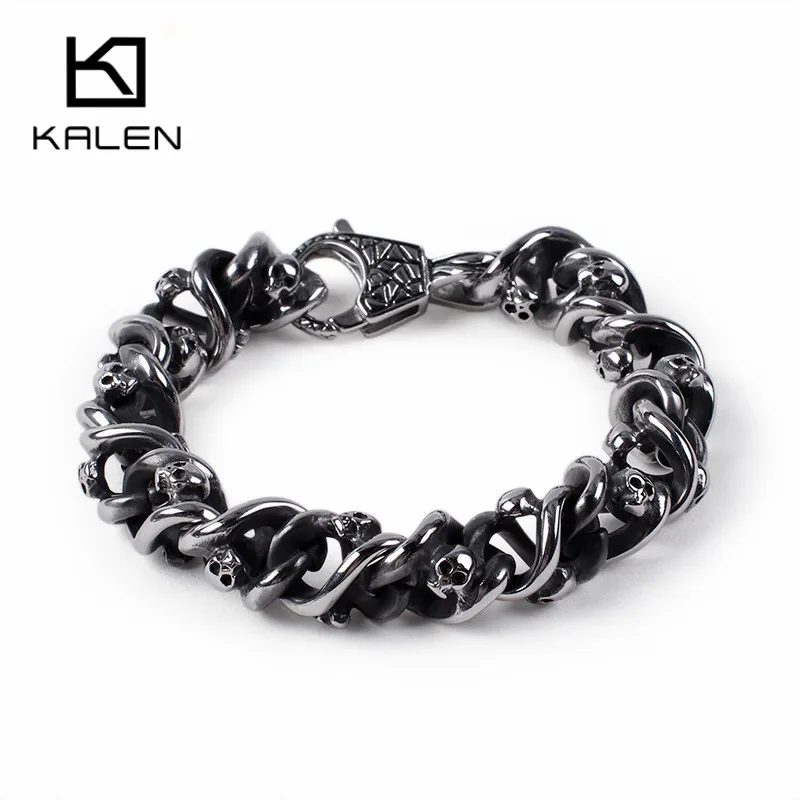 KALEN Punk Chain & Link Bracelet For Men Stainless Steel Skull Charm Bracelet Link Chain Bangle Homme Gothic Jewelry Accessories
KALEN Punk Chain & Link Bracelet For Men Stainless Steel Skull Charm Bracelet Link Chain Bangle Homme Gothic Jewelry Accessories