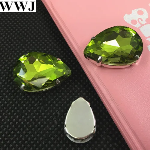 Olivine Color Color Sew On Crystal Teardrop Fancy Stone With metal Claw Setting 10x14mm,13x18mm,18x25mm,20x30mm
Olivine Color Color Sew On Crystal Teardrop Fancy Stone With metal Claw Setting 10x14mm,13x18mm,18x25mm,20x30mm