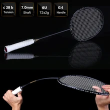 

Ultralight 6U 72g Strung Badminton Racket Professional Carbon Badminton Racquet 22-28 LBS free Grips and Wristband