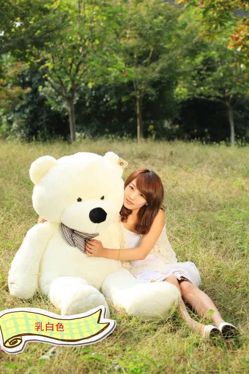 Фото lovely bear toy plush cute big eyes bow stuffed teddy birthday gift white 120cm | Игрушки и хобби