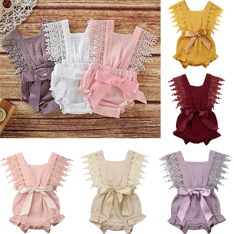 Cute Baby Girl Romper 2019 Lace Tassels Bowknot Playsuits Sleeveless Backless Jumpsuits Baby Girl Cotton Linen Clothes 0-24M
Cute Baby Girl Romper 2019 Lace Tassels Bowknot Playsuits Sleeveless Backless Jumpsuits Baby Girl Cotton Linen Clothes 0-24M