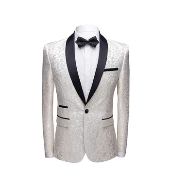 British Style Mens White Casual Suit Jacket Prom Party Floral Blazers Man Coat Blazer Hombre Mens Slim Fit Blazer Masculino
British Style Mens White Casual Suit Jacket Prom Party Floral Blazers Man Coat Blazer Hombre Mens Slim Fit Blazer Masculino