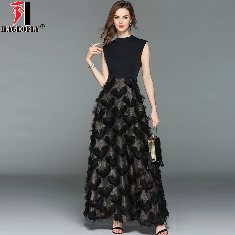 HAGEOFLY Women Sexy Party Dress 2018 Black Vintage Pleated Sleeveless Feathers Long Vestidos Elegant Summer Maxi dress Female
HAGEOFLY Women Sexy Party Dress 2018 Black Vintage Pleated Sleeveless Feathers Long Vestidos Elegant Summer Maxi dress Female