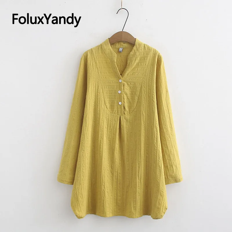 Cotton Long Blouses Women Solid Casual Shirts V-neck Long Sleeve Plus Size Blouse Shirt KKFY3852
Cotton Long Blouses Women Solid Casual Shirts V-neck Long Sleeve Plus Size Blouse Shirt KKFY3852