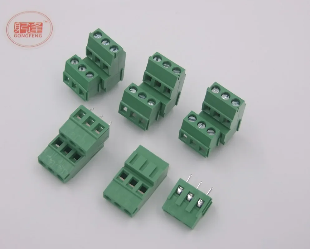 

100pcs New Hot 500B-5.0 pitch Connector Copper High Low Position 3P Screw Type PCB Connecting Terminal Wholesale for Russia