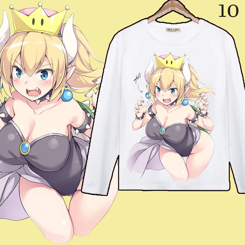 Косплей-свитшот Kuppa Hime футболка с длинным рукавом Bowsette Bowser Koopa Princess bowser 3D-принтом в