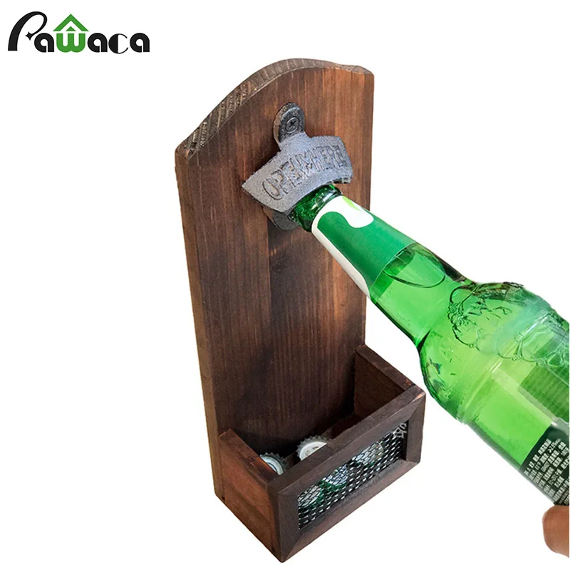 Vintage Style Wall Bottle Opener Wall Mounted Magnetic Bottle Opener Cap Catcher Wooden Beer Bottle Opener for Home Bar Kitchen
Vintage Style Wall Bottle Opener Wall Mounted Magnetic Bottle Opener Cap Catcher Wooden Beer Bottle Opener for Home Bar Kitchen